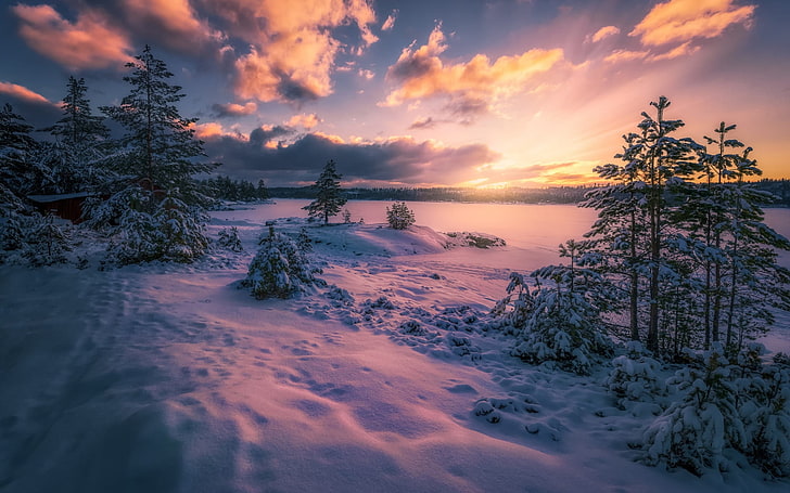 الطبيعة ، النرويج ، الشتاء ، المناظر الطبيعية ، الثلج، خلفية HD