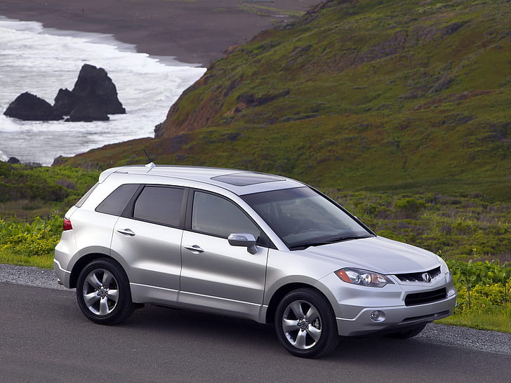 acura, rdx, metallic silver, top view, style, jeep, cars, nature, grass, water, HD wallpaper