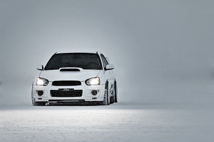 Subaru, Impreza, WRX, Winter, STI, White, HD wallpaper