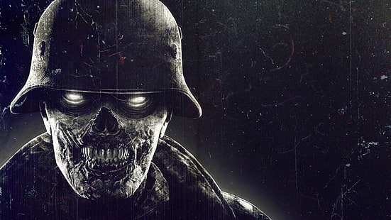 Ilustración del cráneo, zombies, videojuegos, nazi, Fondo de pantalla HD HD wallpaper