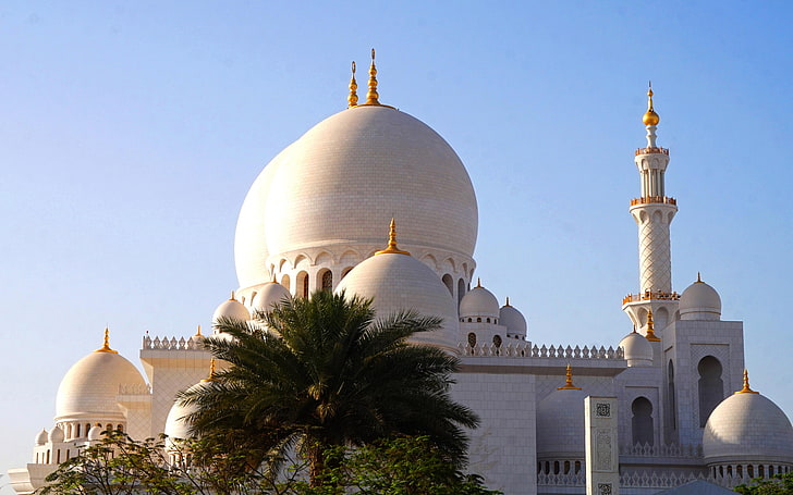 Купола шейха Зайда, Великой мечети и минарета Абу-Даби-ОАЭ Обои для рабочего стола-4600 × 2875, HD обои