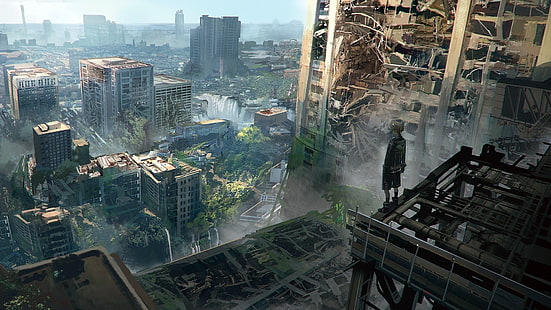 Videospiel, NIER: Automaten, Apokalyptisch, Junge, Gebäude, Stadt, Zerstörung, YoRHa Nr. 9 Typ S, HD-Hintergrundbild HD wallpaper