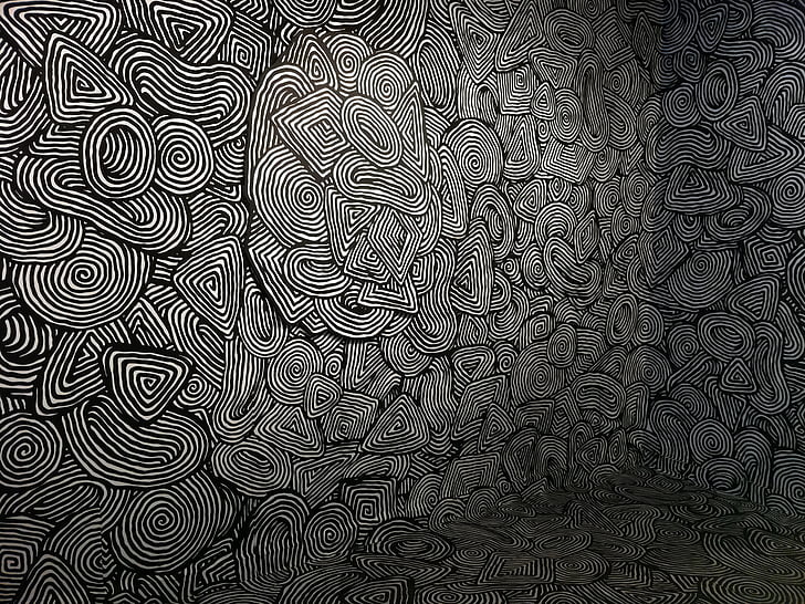 black, mind, pattern, psychedelic, spiral, teaser, texture, white, HD wallpaper