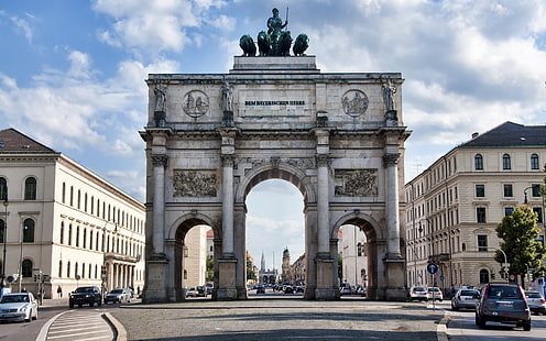 архитектура, мюнхен, триумфальная арка, HD обои HD wallpaper