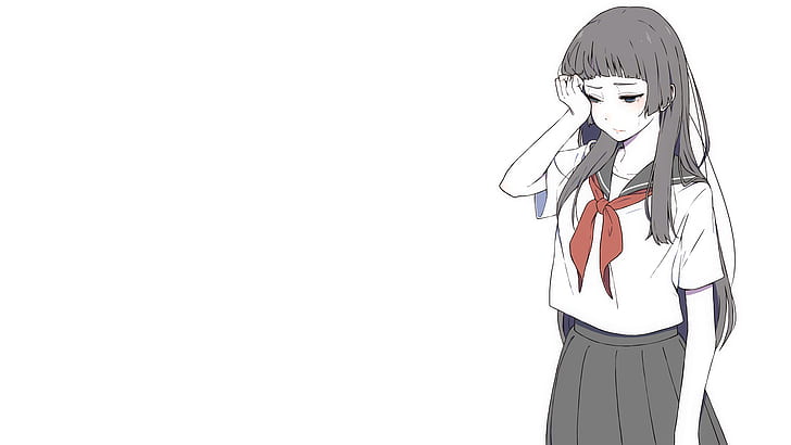 anime, manga, anime girls, simple background, minimalism, schoolgirl, crying, sailor uniform, HD wallpaper
