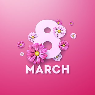  flowers, pink background, March 8, pink, women's day, 8 march, HD wallpaper HD wallpaper