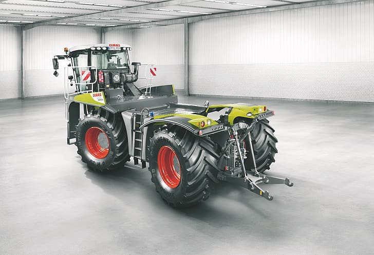 photo, large, hangar, tractor, cabin, is, wheel, Claas, big wheels, hydraulics, agricultural machinery, big tractor, Claas Xerion 4000, HD wallpaper