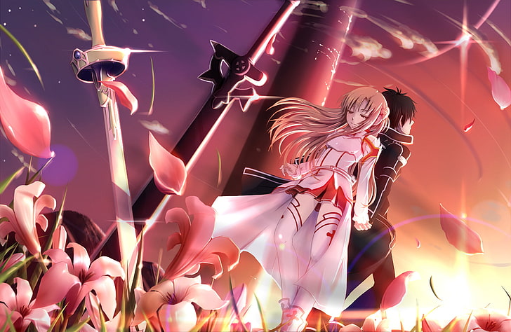 Sword Art Online, Asuna Yuuki, Kirito (Sword Art Online), HD тапет