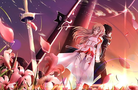 Sword Art Online, Asuna Yuuki, Kirito (Sword Art Online), HD тапет HD wallpaper