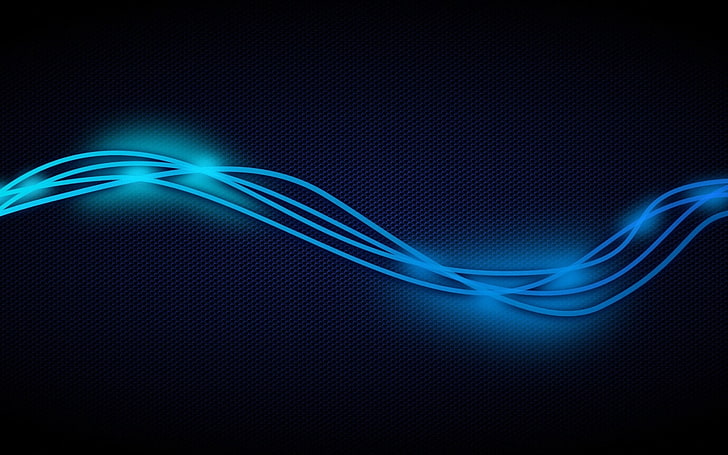 Niebieskie sznurki lekkiej cyfrowej tapety, linia, światło, błyszczące, faliste, neonowe, Tapety HD