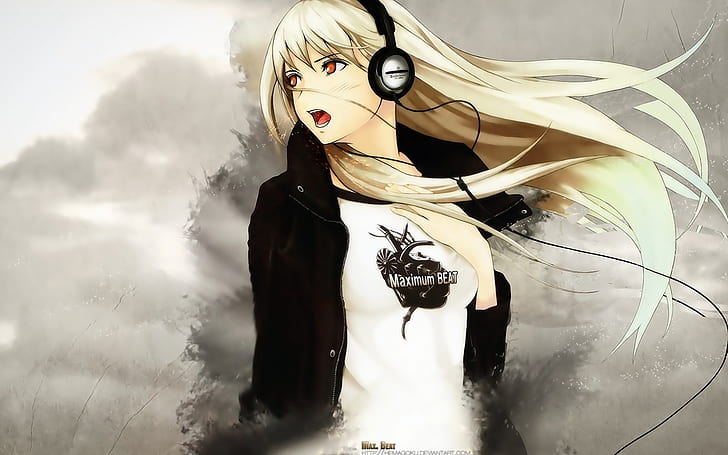 блондинки слушалки момиче аниме момичета 1680x1050 Аниме Hot Anime HD Art, блондинки, слушалки момиче, HD тапет