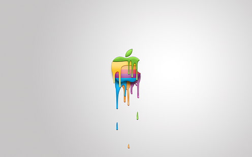 Apple logo, apple, stains, white background, melting, HD wallpaper HD wallpaper