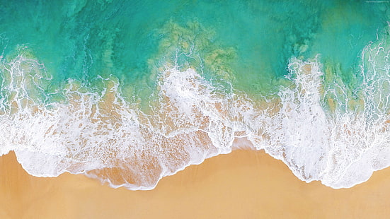 iOS 11, 4k, 5k, Beach, ocean, Wallpaper HD HD wallpaper