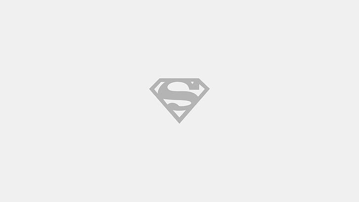Superman, putih, monokrom, latar belakang sederhana, minimalis, Wallpaper HD