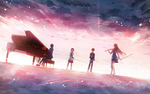 musik, Piano, Shigatsu Wa Kimi No Uso, Violin, Wallpaper HD HD wallpaper