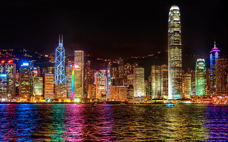 سيمفونية الأضواء هونغ كونغ للجدران 2560 × 1600، خلفية HD
