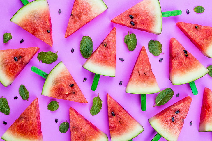 food, sweets, popsicle, fruit, pink, watermelons, HD wallpaper