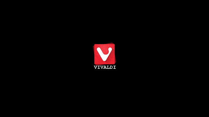 Vivaldi, webbläsare, svart bakgrund, ikoner, HD tapet