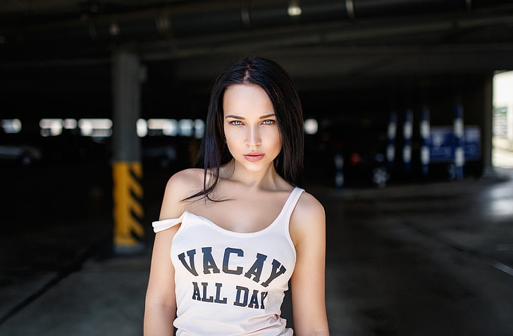 Angelina Petrova, portret, Denis Petrov, koszulka, damska, modelka, Tapety HD