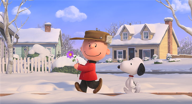 Charlie Brown, invierno, Snoopy, The Peanuts Movie, Fondo de pantalla HD