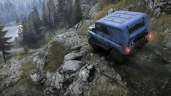 rock, UAZ, Spintires, MudRunner, Tapety HD HD wallpaper