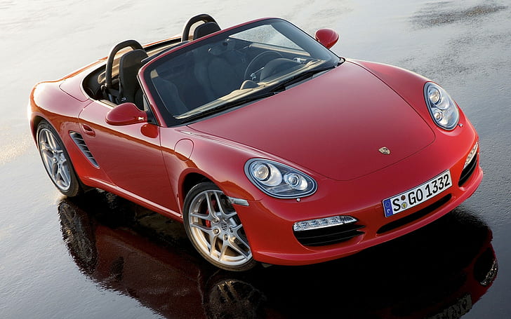mobil, Porsche, mobil merah, Wallpaper HD
