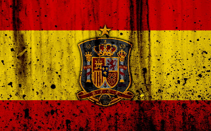 Piłka nożna, Reprezentacja Hiszpanii w piłce nożnej, godło, logo, Hiszpania, Tapety HD