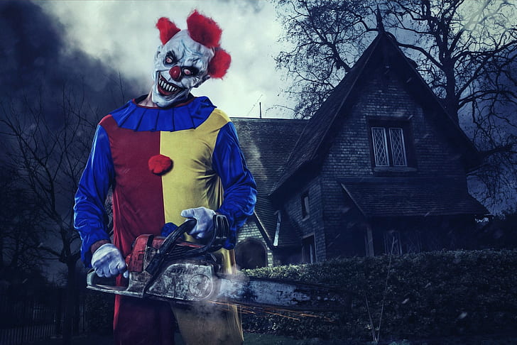 Clowns, Chainsaws, House, clowns, chainsaws, house, 2000x1334, HD wallpaper