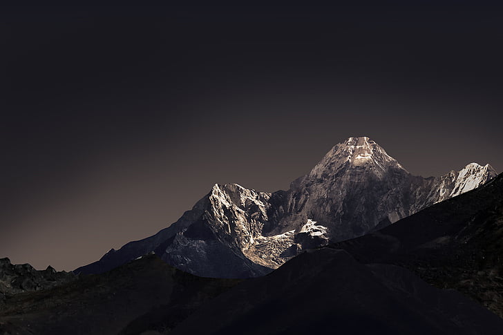 śnieżna góra nocą, góry, Asus Zenfone, Stock, HD, Tapety HD
