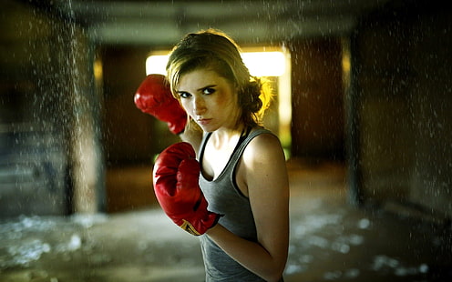 боксерские перчатки, модель, женщины, HD обои HD wallpaper