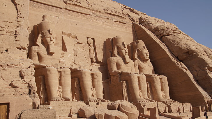 egyptiskt tempel, historisk plats, Abu Simbel, antik historia, tempel, monument, ruiner, historia, turistattraktion, Abu Simbel tempel, UNESCO: s världsarv, sten carving, skulptur, träsnideri, Aswan Governorate, Aswan, HD tapet