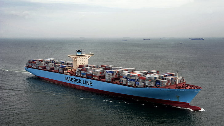 Porte-conteneurs Edith Maersk, Bateau, Edith Maersk, Navire, Conteneur, Fond d'écran HD