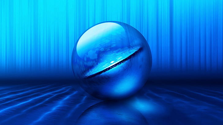 Синий шар, стеклянный шар \, аннотация, 1920x1080, шар, HD обои