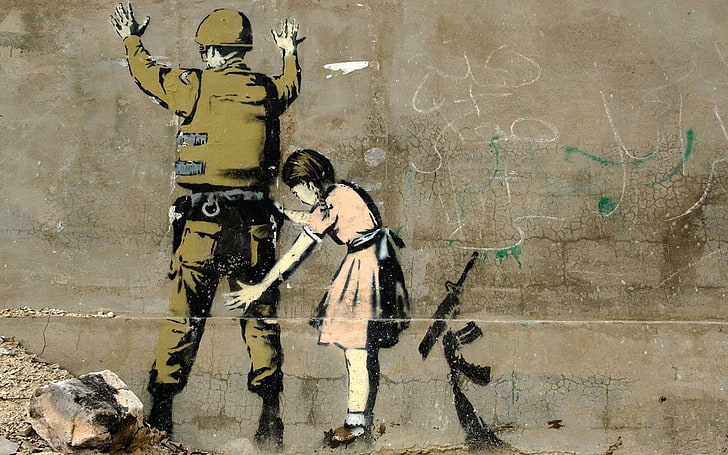 anak-anak, Banksy, grafiti, Wallpaper HD