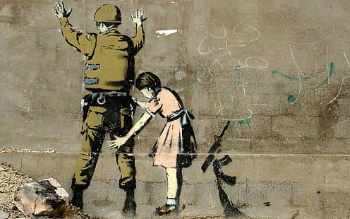 dzieci, Banksy, graffiti, Tapety HD HD wallpaper