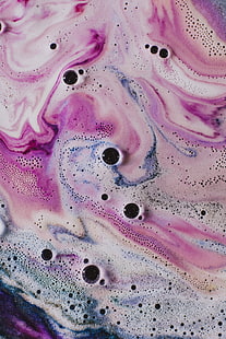 pink liquid abstract painting, foam, colorful, bubbles, HD wallpaper HD wallpaper