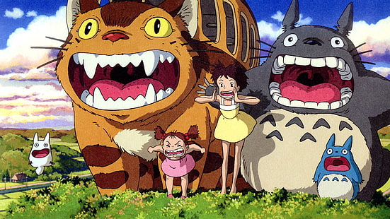 Film, My Neighbor Totoro, Catbus (My Neighbor Totoro), Mei Kusakabe, Mini Totoro (My Neighbor Totoro), Satsuki Kusakabe, Totoro (My Neighbor Totoro), Tapety HD HD wallpaper