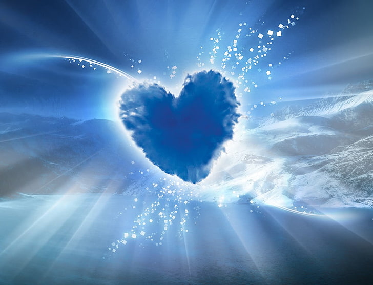 Love Miracle, blue heart wallpaper, Love, , blue, heart, cloud, HD wallpaper