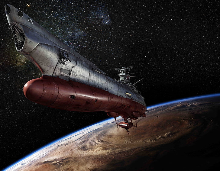 braunes und graues Raumschiff, Raumschiff, Raumschiff Yamato, HD-Hintergrundbild