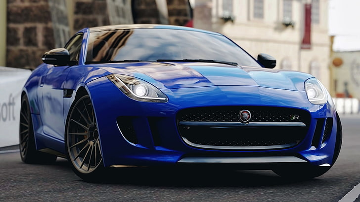 Jaguar (авто), Jaguar F-Type, спорткар, синие авто, авто, HD обои