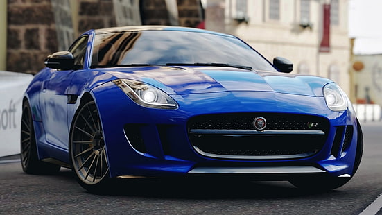 Jaguar (car), Jaguar F-Type, sports car, blue cars, car, HD wallpaper HD wallpaper