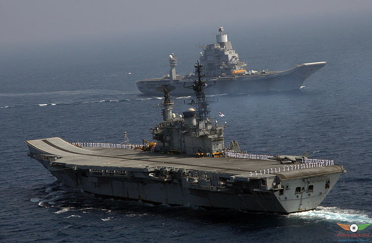 عسكرية ، سفينة ، INS Vikramaditya ، INS Viraat (R22) ، حاملة طائرات ، البحرية الهندية، خلفية HD