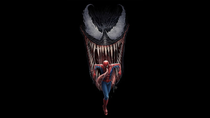 Venom, Spider-Man, фильмы, простой фон, чёрный фон, HD обои