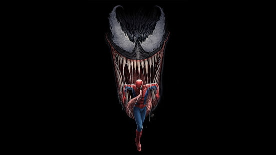 Venom, Homem-Aranha, filmes, fundo simples, fundo preto, HD papel de parede HD wallpaper