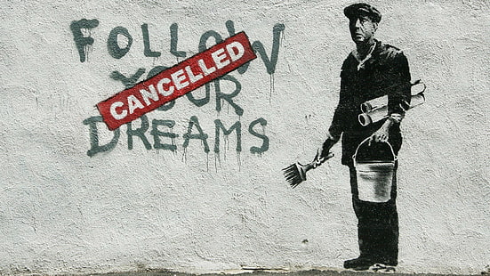 ściana, graffiti, Banksy, Tapety HD HD wallpaper