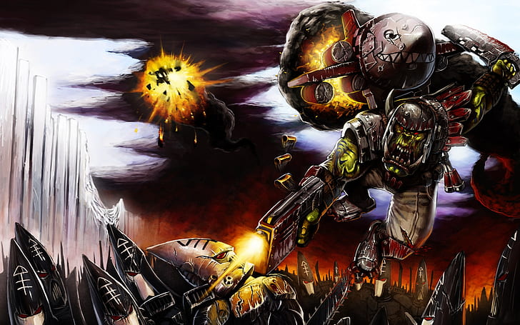Warhammer 40k, alien with high powered gun graphic, games, tabletop, miniature, wargame, HD wallpaper