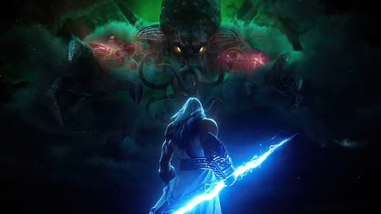 Zeus, Kraken, dioses, Fondo de pantalla HD HD wallpaper