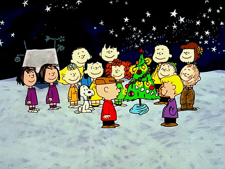 Charlie Brown Comics Christmas 160 Fd Pictures Free, toddlers near chirstmas tree illustration, brown, charlie, christmas, comics, pictures, HD wallpaper