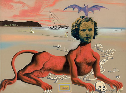 surrealismo, imagen, Salvador Dali, Retrato de Shirley Temple, Fondo de pantalla HD HD wallpaper