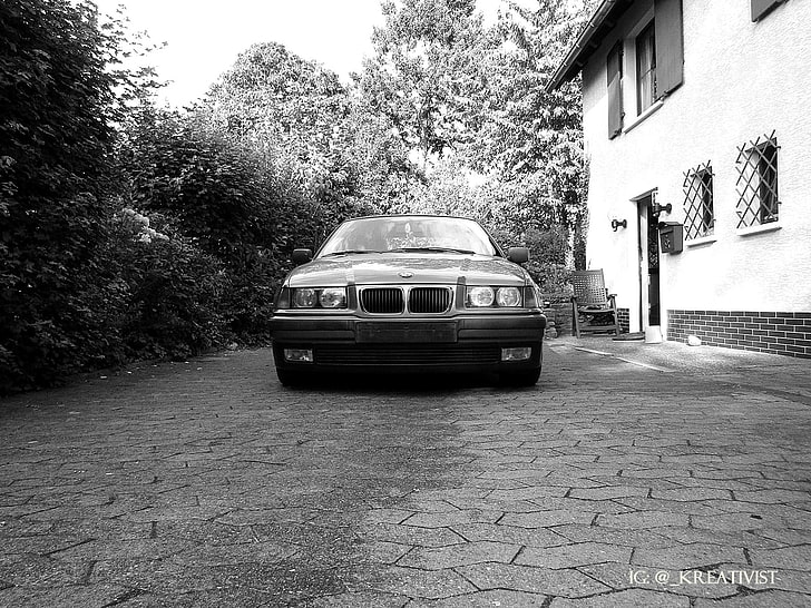 BMW, BMW E36, 흑백, HD 배경 화면